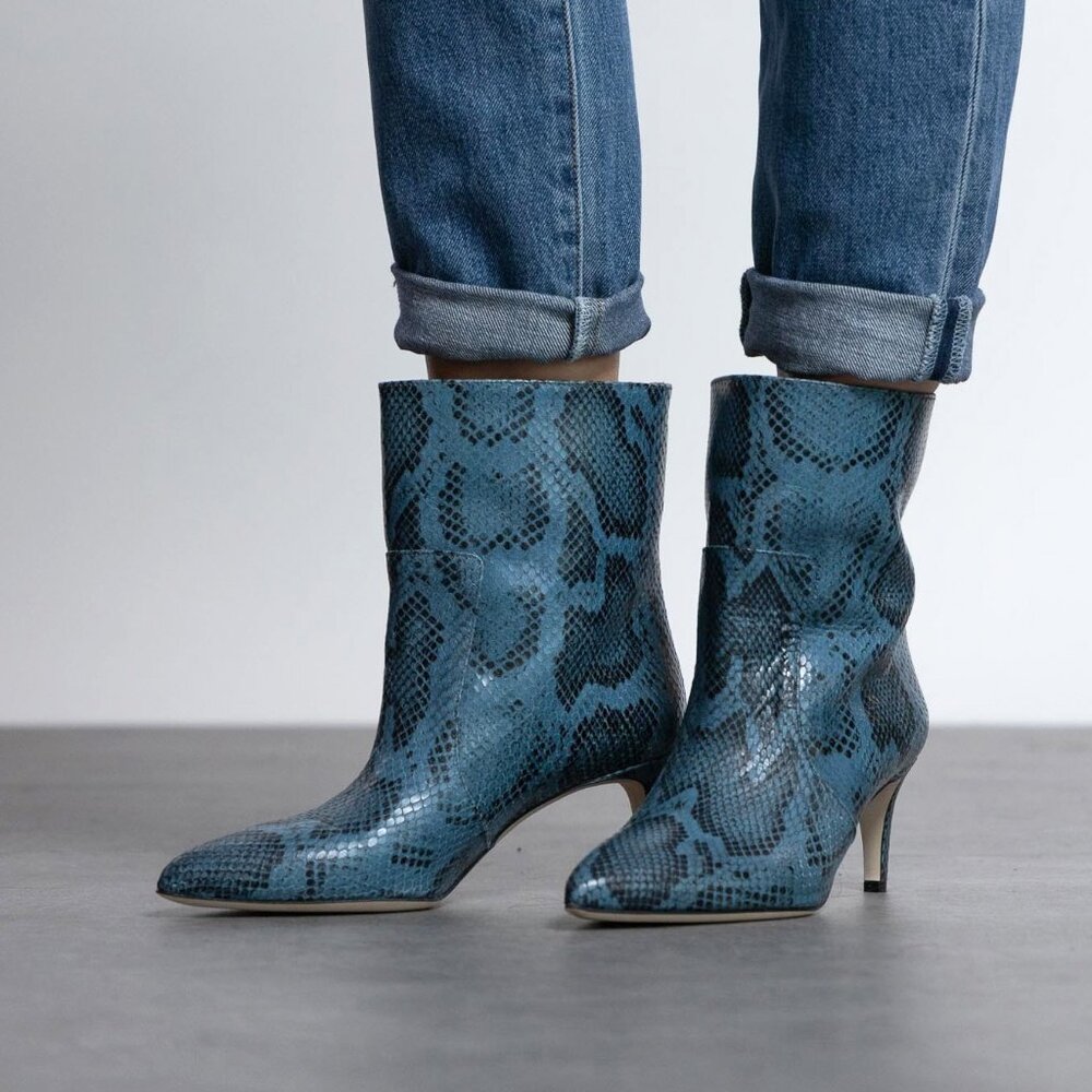 Paris Texas Blue Gray Python Ankle Boots